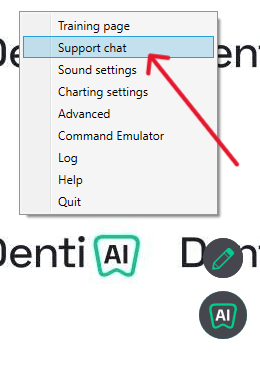 Select Support chat from the menu