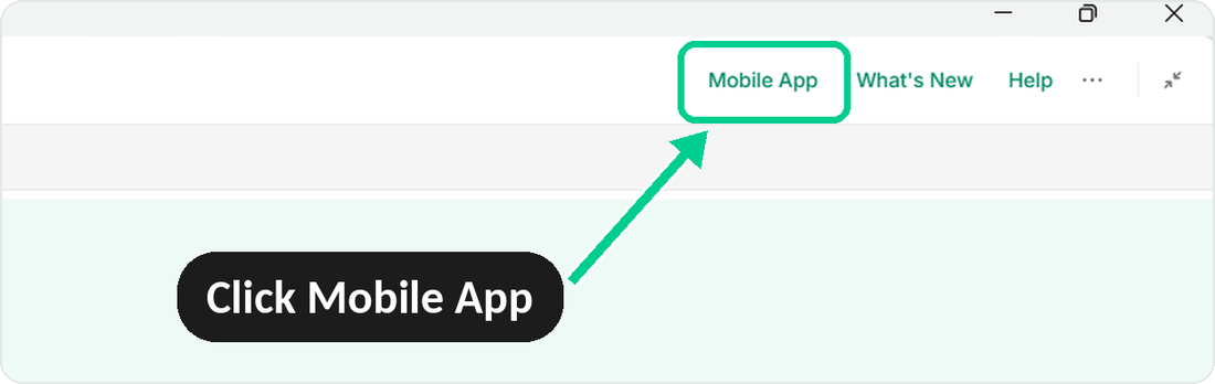 Mobile App button in the top-right menu of Scribe